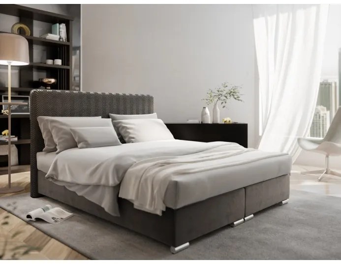 Elegantná manželská posteľ 160x200 ROKSANA - sivá