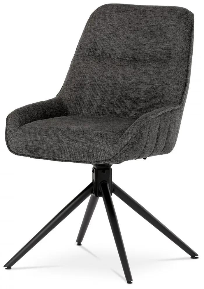 Jedálenská otočná stolička AMON — kov, látka, čierna / sivá