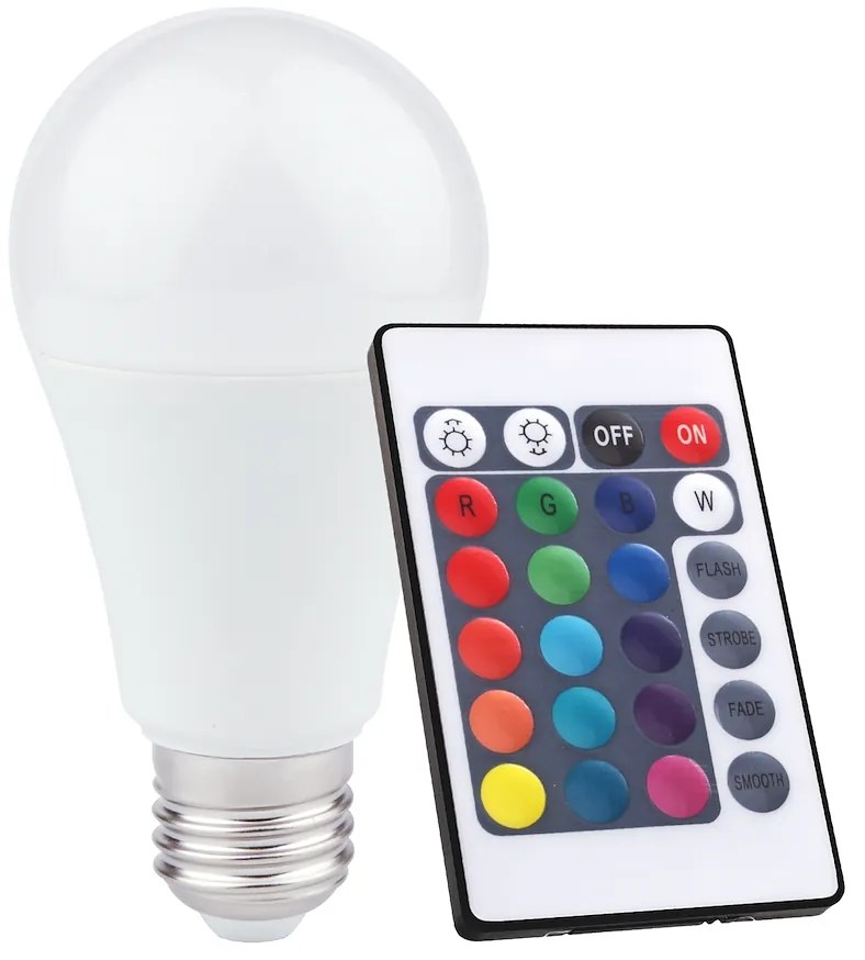 LED žiarovka E27 RGB 10w 935 lm s ovládačom