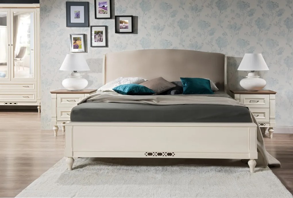 Posteľový rám Florencja FL-2 160 - vanilka / svetlohnedá (Velvet-B1 106)