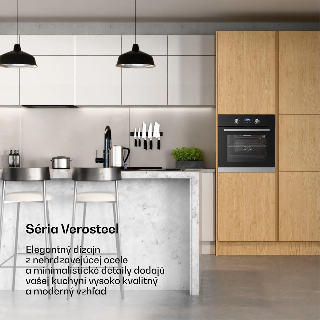 Klarstein Verosteel vstavaná rúra | 60 cm | 67 litrov | energetická trieda A | 3220 W | strieborná