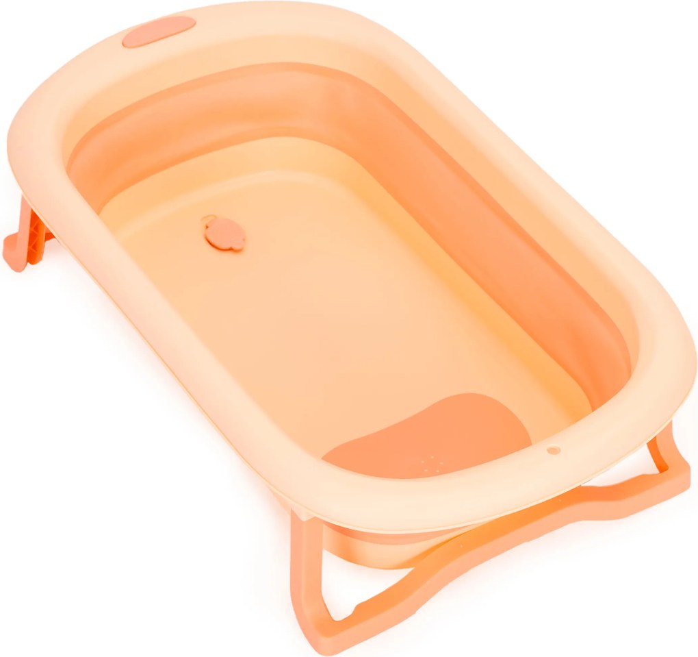 ECOTOYS skladacia detská vaňa 0-12 m, silikónová, odtok s indikátorom teploty, ružová