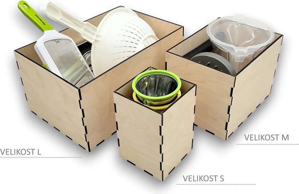 usporadejto.cz Dřevěný organizér do vysokého šuplíku, VASKY - M (20 x 15 x 15 cm)
