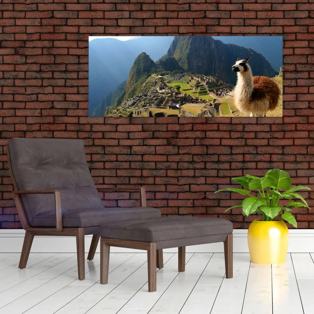 Obrázok - Lama a Machu Picchu (120x50 cm)