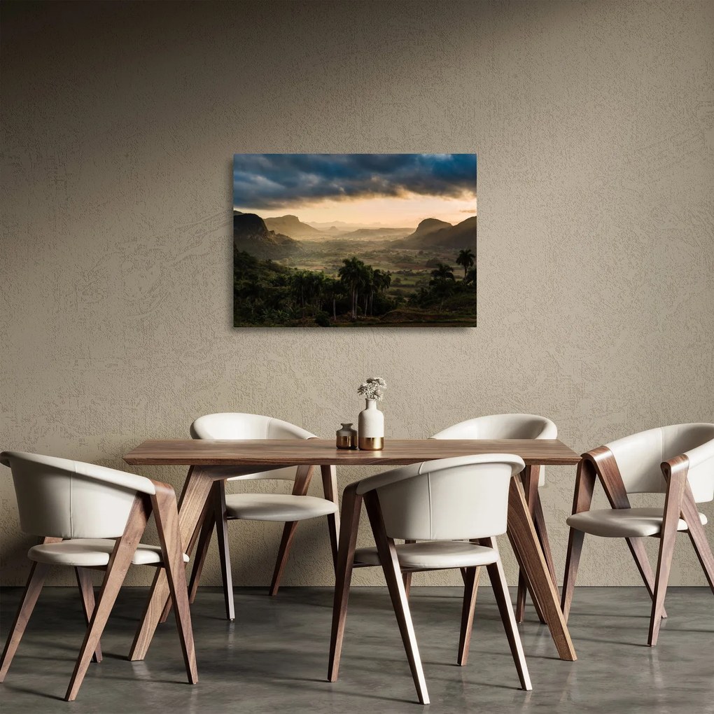 Sklenený obraz - Kubánske vrcholky (70x50 cm)