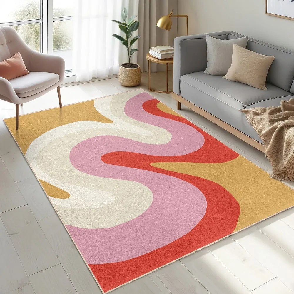 Žltý/ružový prateľný koberec 80x150 cm Raspberry Creamsicle – Mila Home