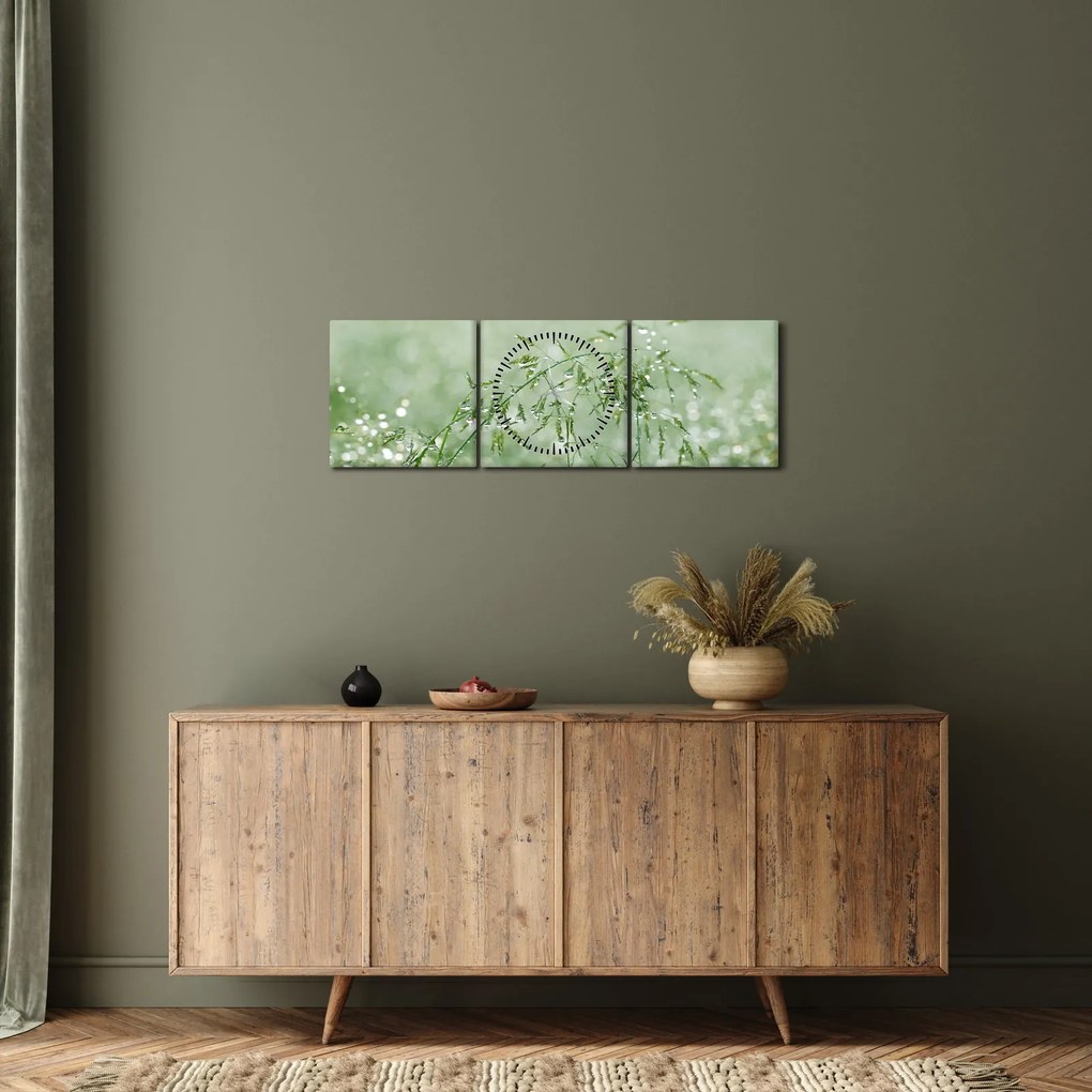 Obraz - Rosa v tráve (s hodinami) (90x30 cm)