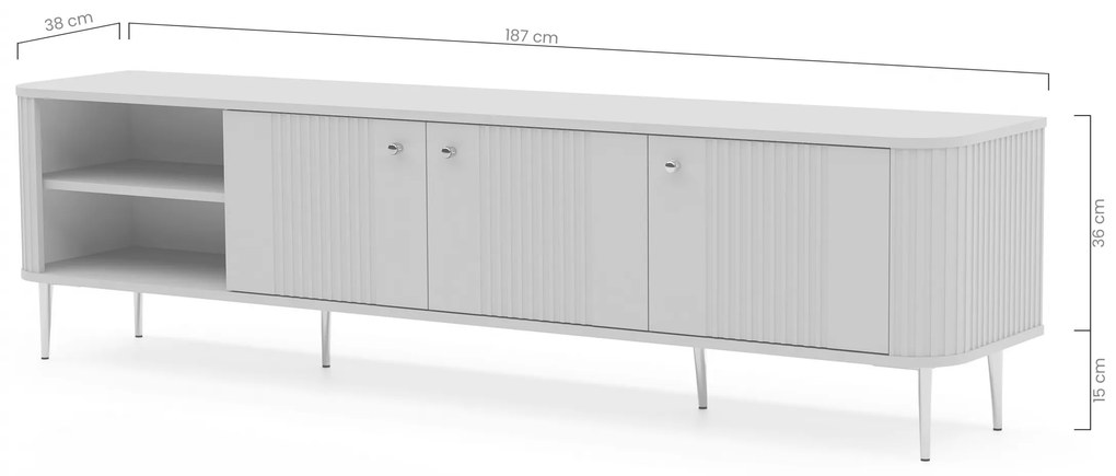 TV stolík Vesper 3D 187 cm - čierny / zlaté nohy