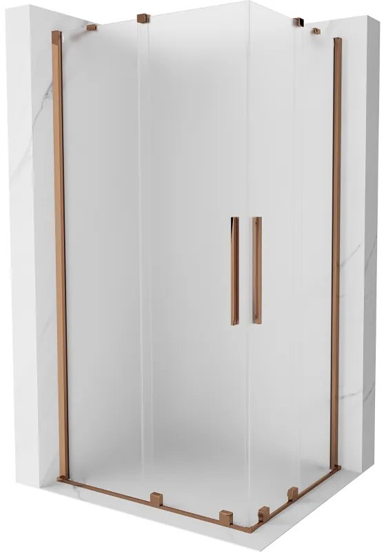 Mexen Velar Duo, sprchový kút s posuvnými dverami 100 x 90 cm, 8mm sklo námraza, ružové zlato, 871-100-090-32-60