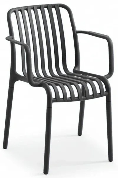 Plastová stolička TREGO s opierkami, antracitová