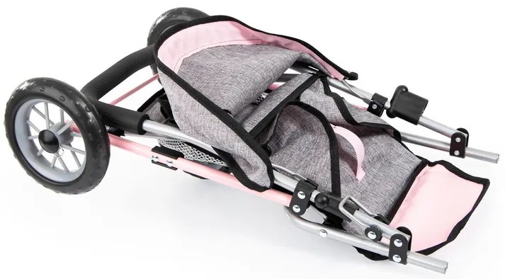 Bayer Design Kočík pre bábiky dvojičky Duo (sivá/bledoružová) (100355100)
