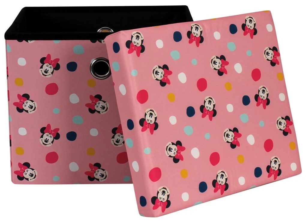 Taburet s úložným priestorom Myška Minnie - ružový