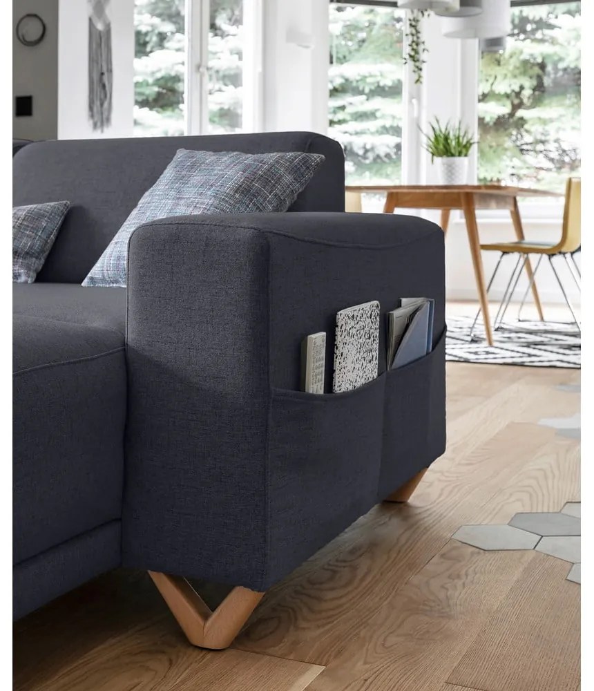 Antracitová rozkladacia/s úložným priestorom rohová pohovka (ľavý roh/do tvaru "U") Classy Sophie – Miuform