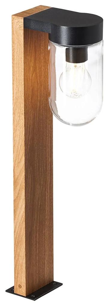 Soklové svietidlo Cabar drevený vzhľad sklenené