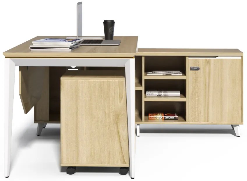 Kancelársky stôl s kontajnerom a komodou Houseland Profit Home 01 dub/biely