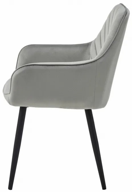 Set dvoch jedálenských stoličiek NANA zamatové, strieborné / sivé (čierne nohy) 2 ks