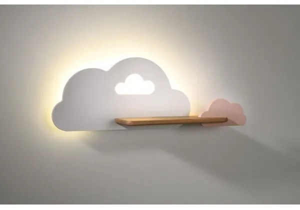 LED Detské nástenné svietidlo s poličkou CLOUD LED/5W/230V biela/ružová