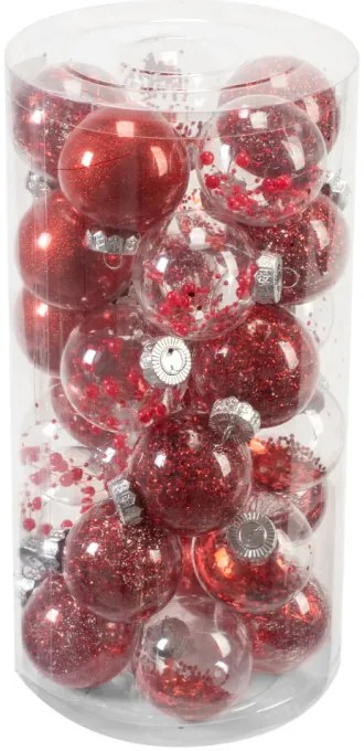 Vianočné guľky - červené SYSD1688-070 (30ks)