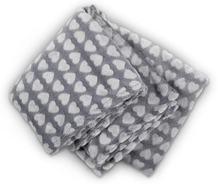 Biante Mikroplyšová deka MIP-031 Srdiečka na sivom 150x200 cm