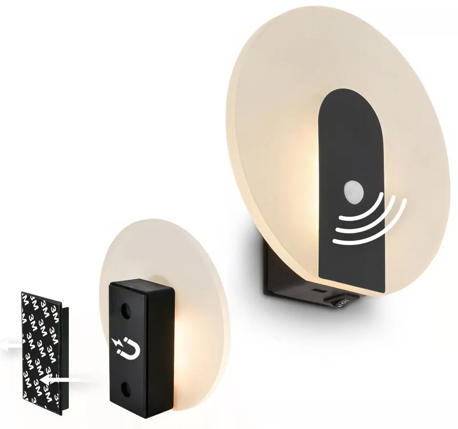 Briloner 3889015 - LED nabíjacie nástenné svietidlo so senzorom TARO LED/2,5W/5V 1800 mAh čierne
