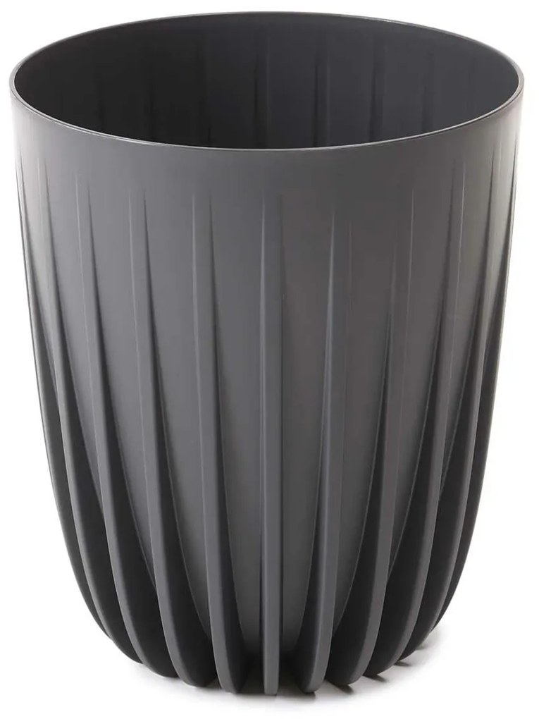 PLASTOVÝ KVETINÁČ STRIPPED ECO 23X19 CM ANTRACITOVÁ
