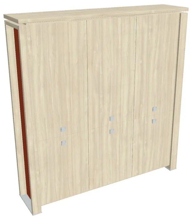 Vysoká skriňa Verno+ S 200 x 46 x 210 cm, agát / oranžová