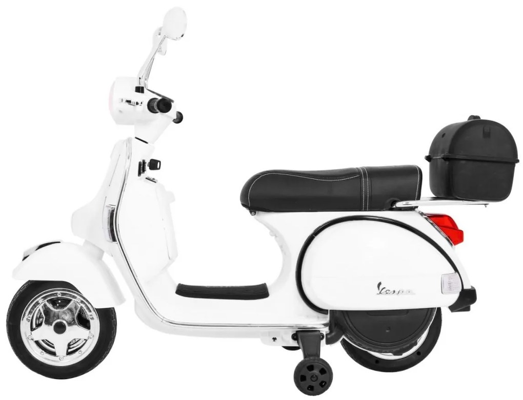 RAMIZ Elektrická motorka Vespa  biela - 2x12V/ 25W - 12V7Ah - 2023