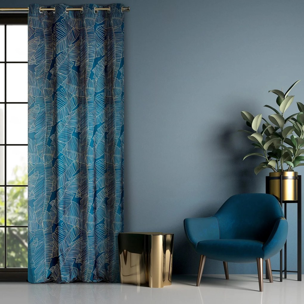 ZATEMŇOVACÍ ZÁVES NA KRÚŽKOCH LIMITED COLLECTION MUSA2 140X250 CM TMAVOMODRÁ