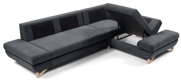 Rozkladacia rohová čalúnená sedacia súprava AVESTA, pravá, s úložným priestorom do tvaru L, antracit