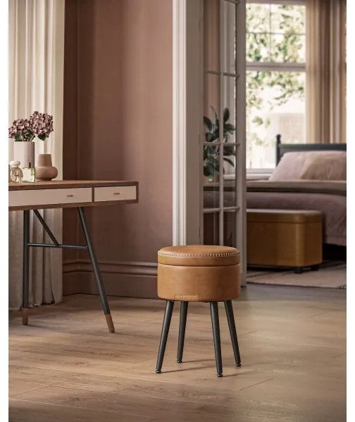 Kožený taburet CORE koňaková