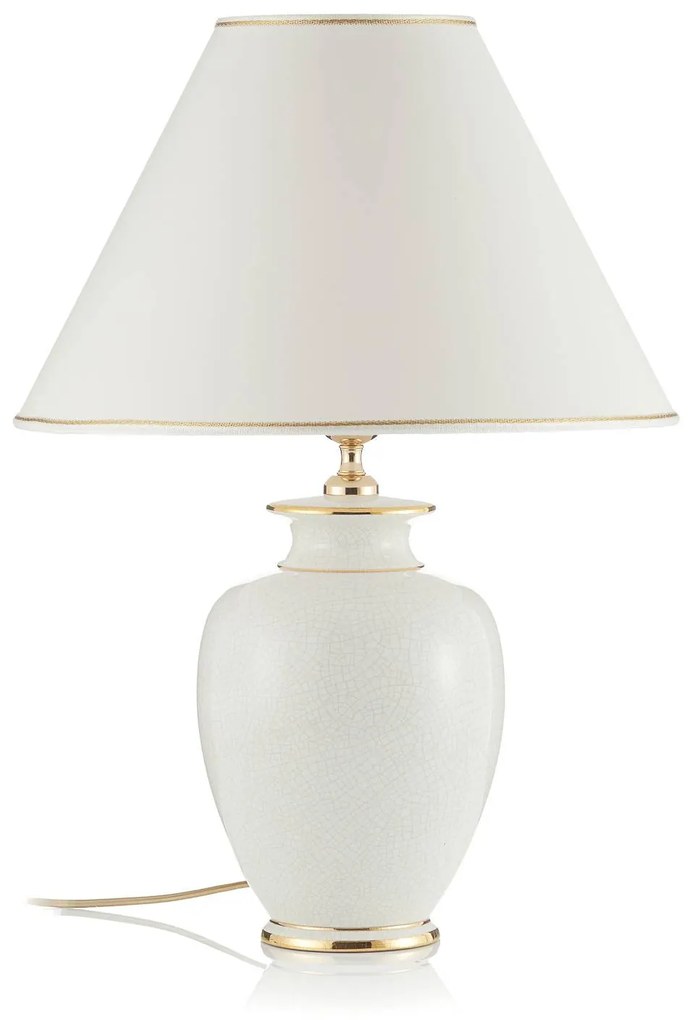 Stolná lampa Giardino Craclee v bielej, Ø 40 cm