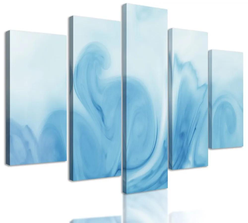 5-dielny obraz abstrakcia v odtieňoch modrej