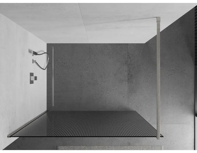 Mexen Kioto, sprchová zástena Walk-In 90 x 200 cm, 8mm sklo s rebrovým vzorom, brúsená oceľ profil, 800-090-101-97-09