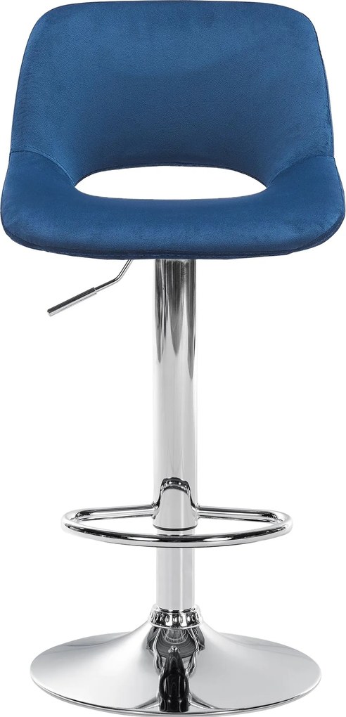 Barová stolička Camden - zamat, chróm rám - Modrá