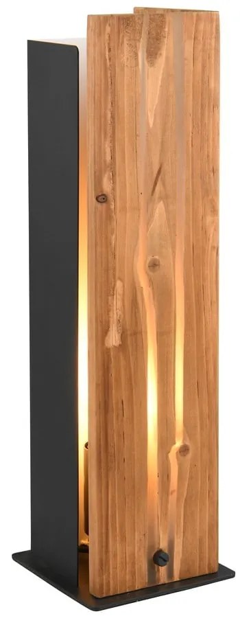 Stolová lampa v čierno-prírodnej farbe s dreveným tienidlom (výška 40 cm) Karuni – Trio