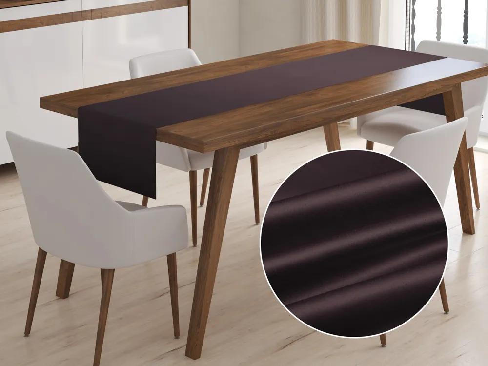 Biante Saténový behúň na stôl polyesterový Satén LUX-019 Čokoládovo hnedý 45x180 cm