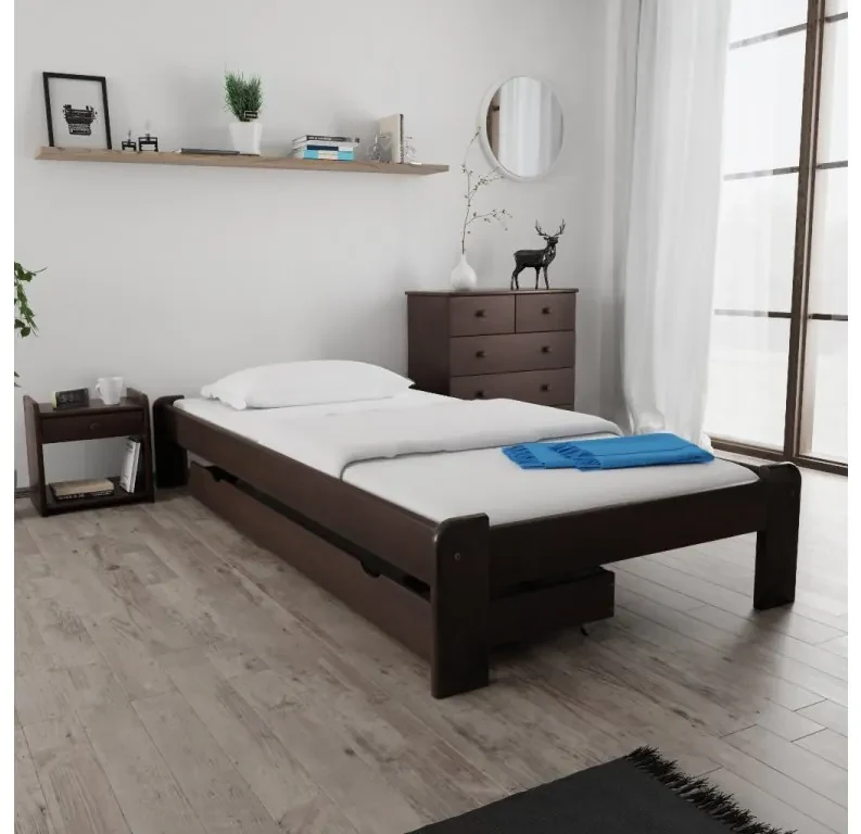 Posteľ Ada 80 x 200 cm, orech Rošt: S latkovým roštom, Matrac: Matrac DELUXE 10 cm