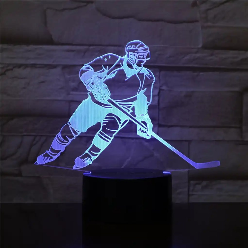 3Dmix 3DL-CLK037 – 3D LED nočná lampa - Hokejista (Hodiny s budíkom)