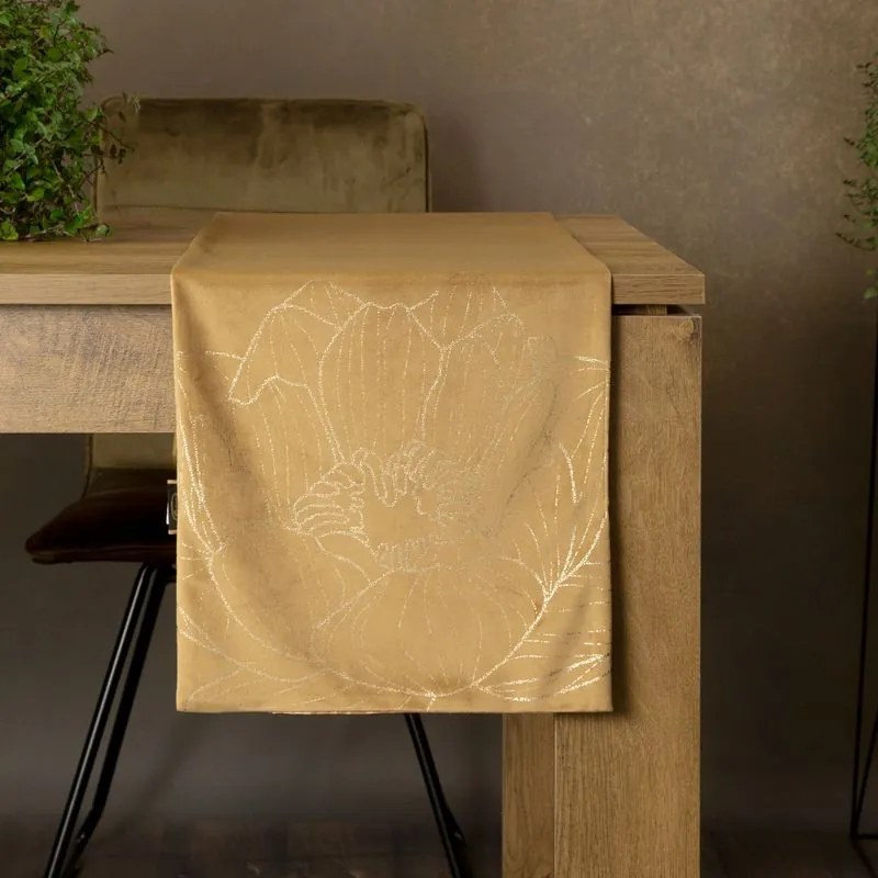 Dekorstudio Elegantný zamatový behúň na stôl BLINK 13 zlatý Rozmer behúňa (šírka x dĺžka): 35x140cm
