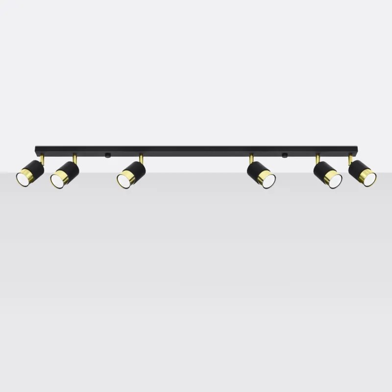 NERO 6 black Stropné svetlo, čierna-zlatá SL.1073 - Sollux