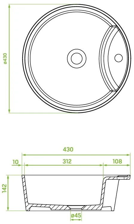 Laveo Cliff, granitové umývadlo na dosku 430x430x142 mm, šedá, LAV-VGC1510T