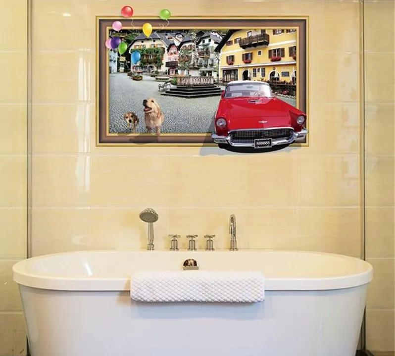 Veselá Stena Samolepka na stenu na stenu 3D Auto v obraze