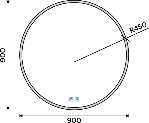 Nimco Čierne okrúhle LED zrkadlo pr. 900 mm s dvoma dotykovými senzormi - ZPC 28003RVX-90