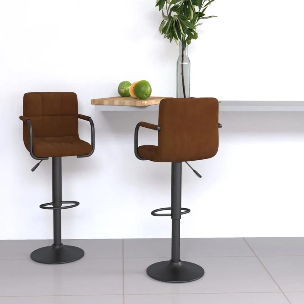 Barové stoličky 2 ks hnedé zamatové