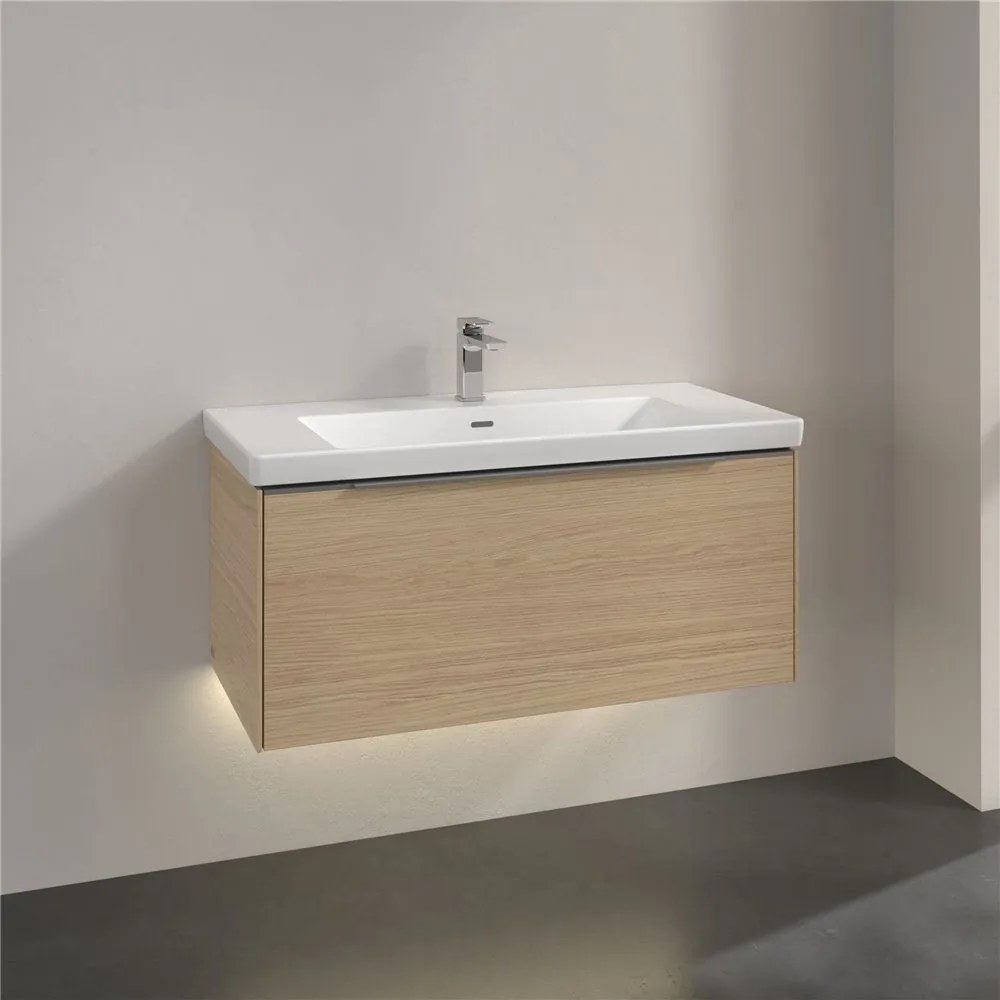 VILLEROY &amp; BOCH Subway 3.0 závesná skrinka pod umývadlo, 1 zásuvka, s LED osvetlením, 973 x 478 x 429 mm, Nordic Oak, C569L0VJ