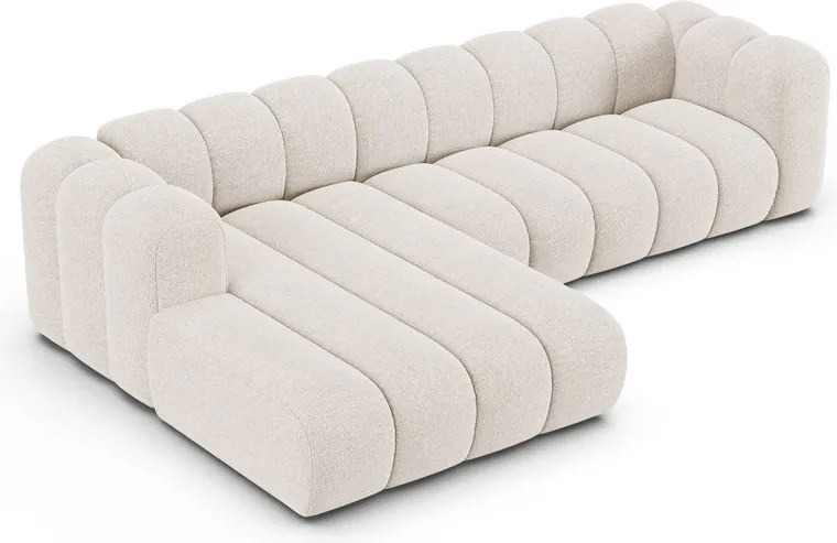 Krémová ženilková rohová pohovka (ľavý roh/s leňoškou) Lupine – Micadoni