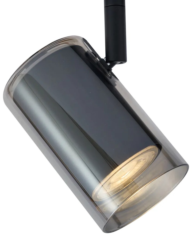 Moderný reflektor čierny s dymovým sklom pre 1-fázový koľajnicový systém - Iconic Lloyd