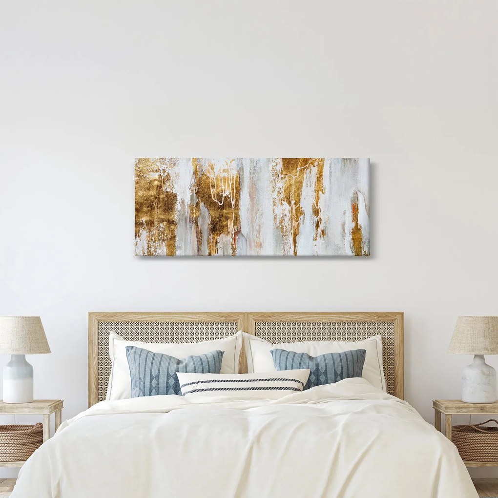 Obraz - Abstrakcia so zlatou (120x50 cm)