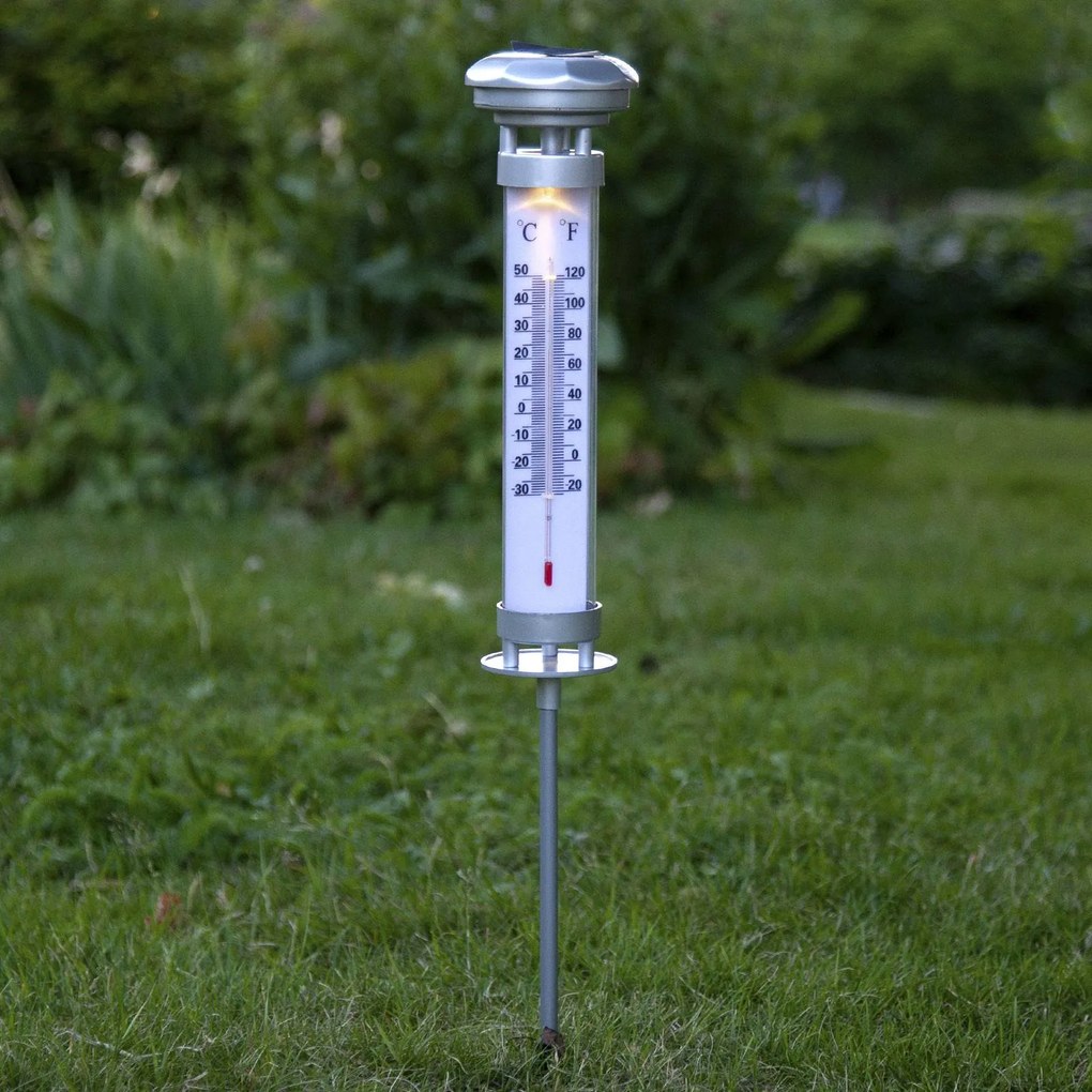 Solárna LED lampa Celsius, vonkajší teplomer