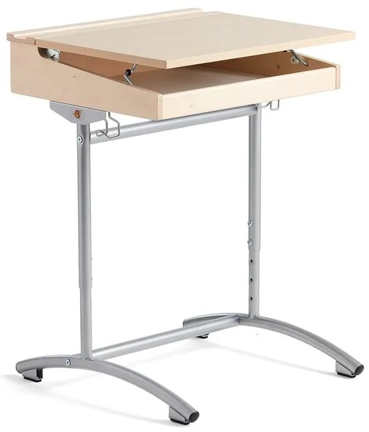 Výškovo nastaviteľný študentský stôl ACCESS, laminát - breza, breza
